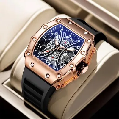 £20.49 • Buy Mechanical Watches For Men Automatic Skeleton, Rose Gold Colour, Classical Look.