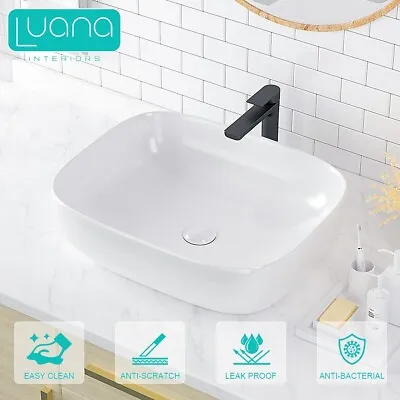 Ceramic Bathroom Basin Sink Vanity Above Counter Top Basin Bowl White 50*40*14.5 • $91.90