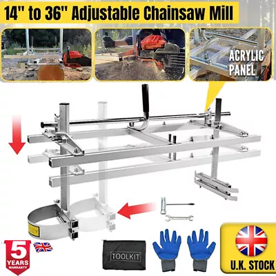 14  To 36  Adjustable Chainsaw Mill Lumber Milling Planking Guide Chain Saw Bar • £41.59