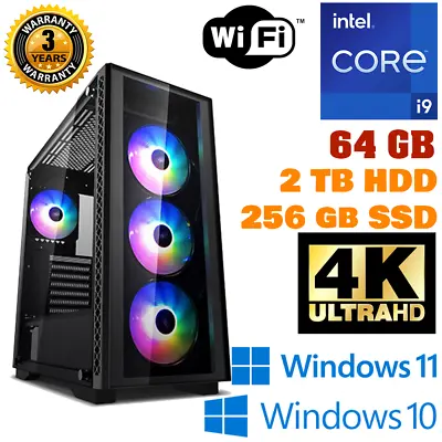 Intel 12th Gen I9 12900K | 64 GB RAM | 2TB HDD + 256GB SSD | Gaming PC/Computer • $2199