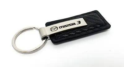 Black Rectangle Carbon Fiber Leather Key Chain For Mazda 3 - Licensed • $17.95