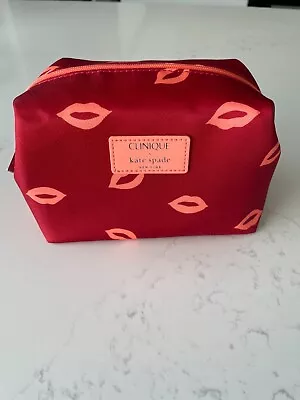 KATE SPADE Clinique Red Makeup Cosmetic Bag Travel Toiletry Pouch Brand New • $39.99