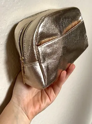 LANCOME Gold Metallic Makeup Cosmetic Pouch Bag NEW • $2.99