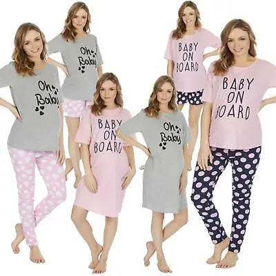 Ladies Maternity Long Short Pyjamas Shortie Set Nightie Nightshirt Pregnancy PJ • £11.99