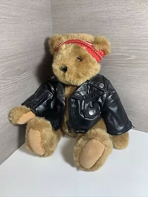 NOS Vermont Teddy Bear Biker Bear W/ Biker Jacket And Red Bandana • $24.99