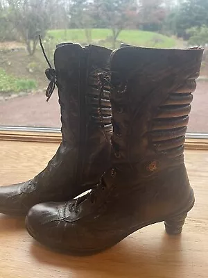 EJECT Brown Portugal Leather Steampunk Boots UE39 US8 • $40