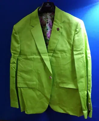 Perruzo 1720 Apple Green Cotton-Stretch Slim Fit Fashion Blazer - Men's: S • $49.99