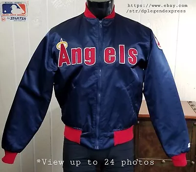 MLB Anaheim California ANGELS Baseball Satin Stadium Quilt Lined VTG Jacket Sz M • $81.99