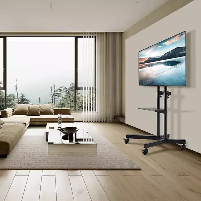 RFIVER Mobile TV Stand On Wheels For 32-80 Inch LCD LED OLED 4K Smart Flat And C • £74.99