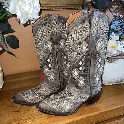 Golden Guns Distressed Brown Embroidered/Crystal   Western Boots  US6 MEX23 • $279