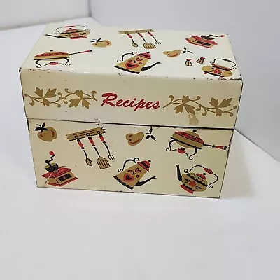 Vintage Ohio Art Company Metal Kitchen Recipe Box • $8.50