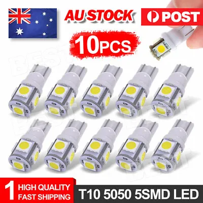 10x T10 LED W5W 194 168 5SMD Car Wedge Tail Parking Plate Light Bulb 12V - WHITE • $5.45
