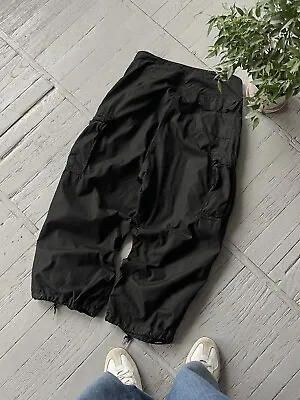 Vintage Unisex Multipocket UFO Style Parachute Baggy Work Pants Black Size 32 • $125