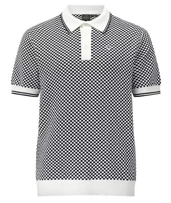 Merc Mens Waldo Vanilla Knitted Vintage Mod Polo Shirts • £59.99