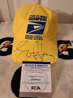 NWOT Tour De France Lance Armstrong SIGNED USPS 5x CHAMPS Cycling Cap Hat PSADNA • £380.03