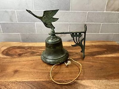 Vintage Cast Flying Goose Dinner Bell With Tulips Wall Mount/ Outdoor Mount • $30