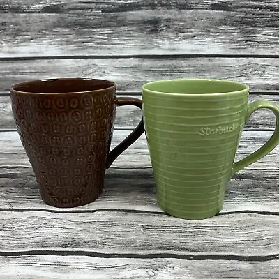 $22 • Buy Starbucks 2008/2009 2 Ceramic Mug Cup By Design House Stockholm Brown/Green 12Oz