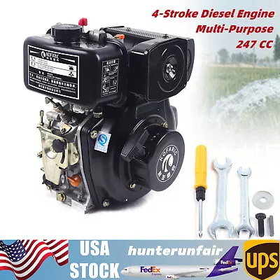 4-Stroke Tiller Diesel Engine Vertical Motor Single Cylinder Air-Cool 247CC 5HP • $313.96