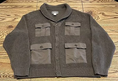 Duluth Trading Mens Wool Blend Military Sweater Jacket Green 3XL • $49.99