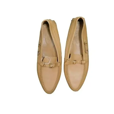 Tod's Size 11 Camel Leather Designer Stitched Upper Driving Loafer Shoes • $49.98