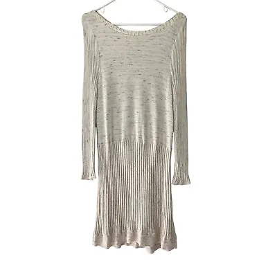 Moth Women's Cream Marled Stretchy Ribbed Knit Sweater Dress Size Large • $23.27
