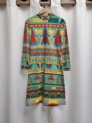 Vintage 60s GOLDWORM Italian Couture Egyptian Revival Merino Wool Dress • $525