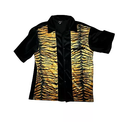 Rare Print Vintage Cheetah Print Velour Velvet Button Up Shirt Men XL • $39.99