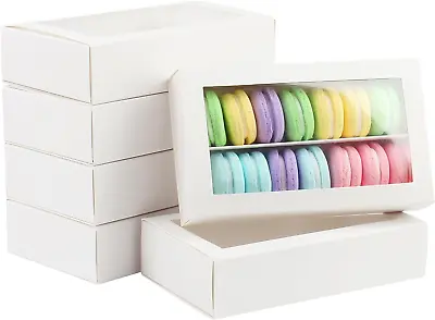 30 Pack Macaron Boxes For 12 Macaron Gift Box With Clear Window White Bakery B • $34.13