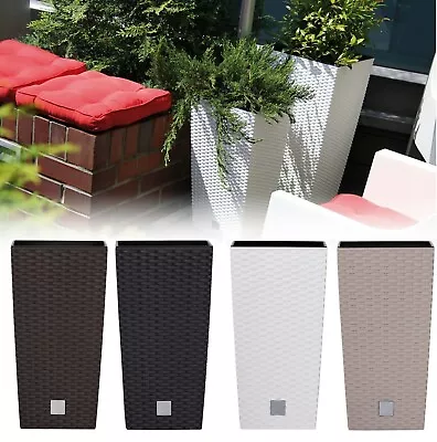 Square Rattan Elegant Tall Large Plant Pot Flower Indoor Outdoor Garden Planters • £10.95