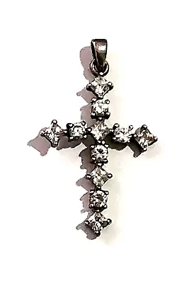 Vintage Cross Christianity Sterling Silver 925 Beautiful Colorless Rhinestones • $31.49