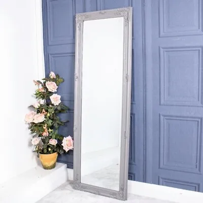 Tall Light Grey Mirror Wall Full Length Hallway Bedroom French Shabby 147 X 47cm • £64.95