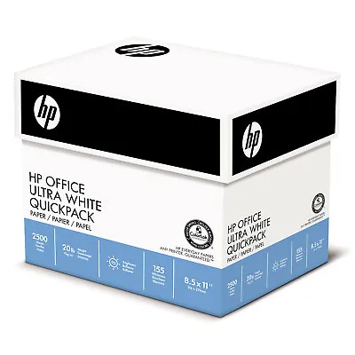 HP Office Ultra-White Paper 92 Bright 20lb 8-1/2 X 11 500/Ream 5/Carton 112103 • $43.88