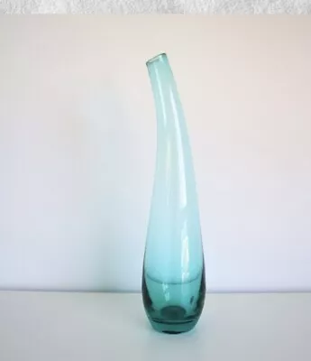 IKEA Vintage Bent Neck Vase Hand Blown Art Glass Green 13  • $24.99