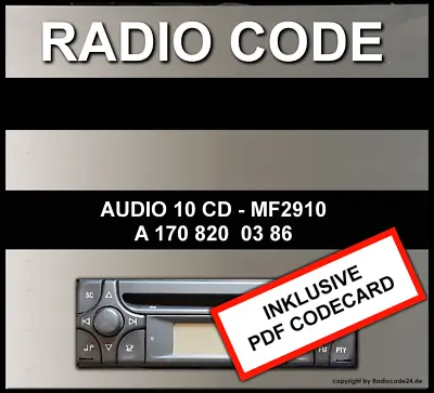 █►Radio Code Fits AUDIO 10 CD MF2910 R129 W140 W163 R170 W202 W208 W210 • $8.59