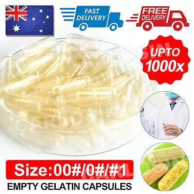 1000x Empty Hard Gelatin Capsule Size 0# Clear Kosher Gel Medicine Pill Vitamins • $6.45