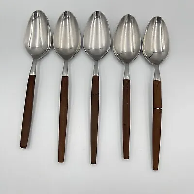 MCM Ekco Eterna Canoe Muffin 5 PC Lot Stainless TableSpoon Flatware Japan *READ* • $8.99