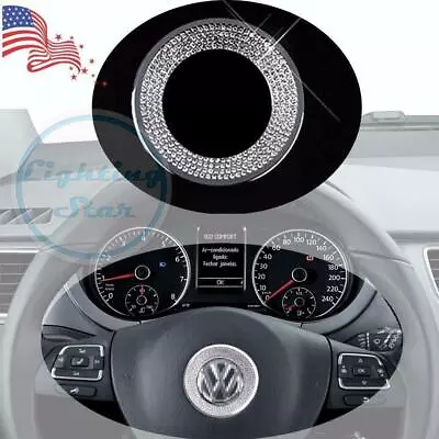 Bling Steering Wheel Logo Ring Trim Diamond Cover Sticker For VW Golf Jetta CC • $10.99