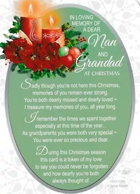 Dear NAN And GRANDAD At Christmas Memorial Grave Graveside Card Memoriam Holder • £3.48