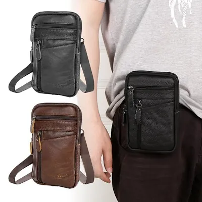 £5.69 • Buy Men Real Leather Phone Pouch Belt Bag Shoulder Waist Crossbody Pouch Fashion Bag