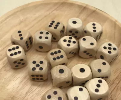 10x50x Wooden Dice Six Sided Spot Dice 16mm Size D6 RPG Toy Game • $10.89