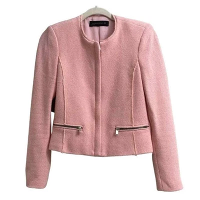 $51 • Buy Zara Pink Tweed Blazer Jacket Size Small