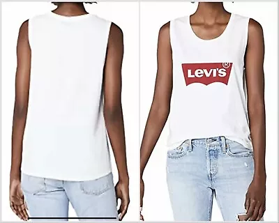 Levi's Womens Vest Top T-Shirt White Black Logo • £8.95