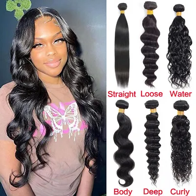 10A Straight Human Hair Bundles Body Wave Virgin Hair Bundles Weft Extensions • $15.81