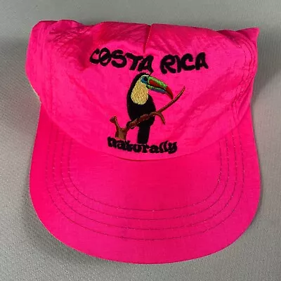 $13.50 • Buy Costa Rica Hat VTG Cap Naturally Bird Travel Vacation Neon Pink Home Toucan Love