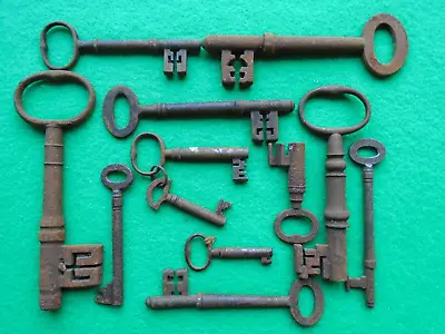 Medieval And Victorian Large Heavy Old Forged Iron Door Keys Bundle Of 12 • $75.76