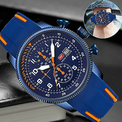 Waterproof Men's Quartz Watch Military Army Chronograph Sport Analog Wristwatch • $24.98