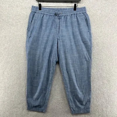 J.CREW Pants Womens Size 14 Blue Chambray Pull On Elastic Drawstring Casual • $11.83