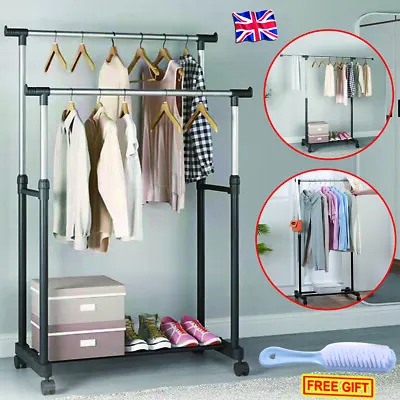 Heavy Duty Metal Clothes Rail Storage Garment Shelf Hanging Display Stand Rack • £11.99