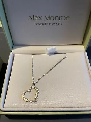 Alex Monroe Sterling Silver Feathered Heart Necklace RRP £120 • $154.90