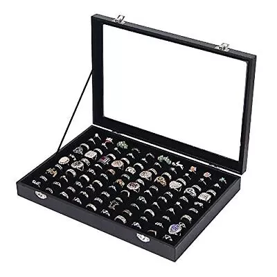 Ausalivan 100 Slots Ring Holder Organizer Box Jewelry Ring Display Case   • $22.64